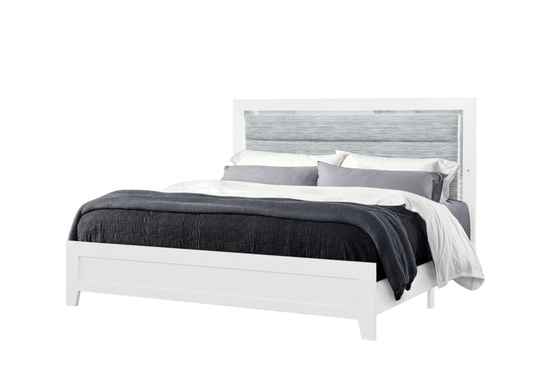 Luccia White King Bed With Led - LUCCIA-WHITE-KB W/LED