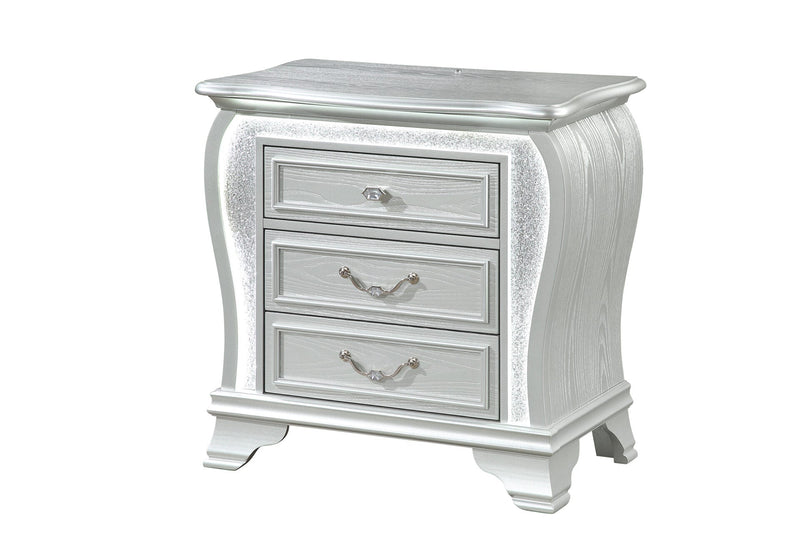 Aria Silver Nightstand With Led - ARIA-SILVER-NS W/LED