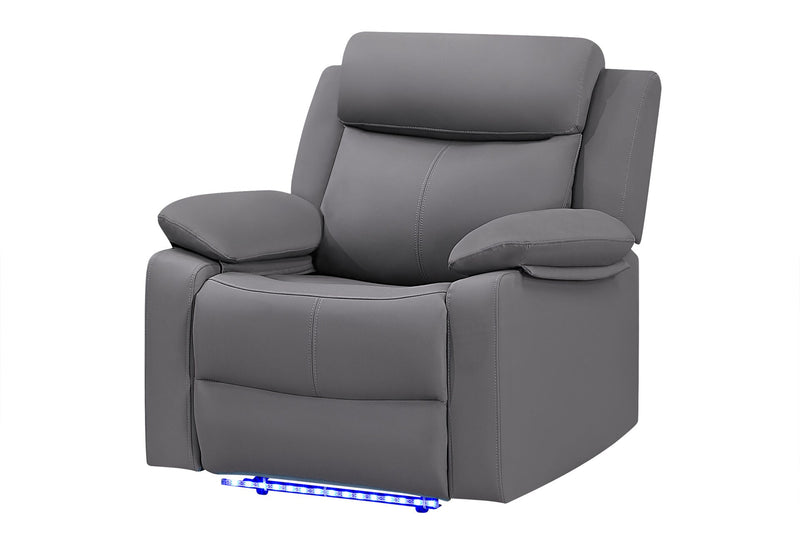 U6026 Grey Pu 46A Glider Recliner With Led - U6026-GREY PU 46A-GR W/ LED