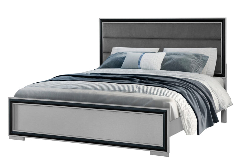 Amelia Grey Black Queen Bed Group W/Led - AMELIA-GREY/BLACK-QBG W/LED