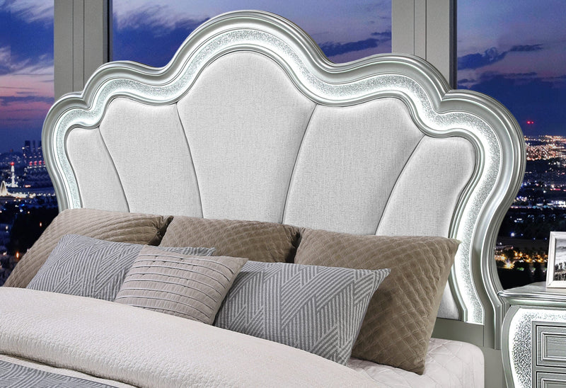 Aria Silver King Bed With Led - ARIA-SILVER-KB W/LED