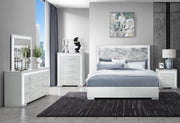 Naomi Silver Marble Dresser With Led - NAOMI-SILVER MARBLE-DR W/ LED