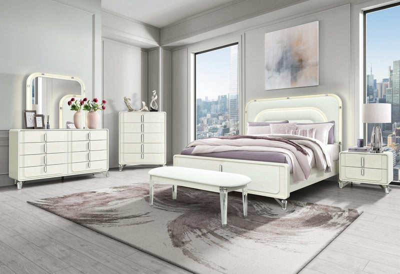 Lyra Beige King Bed With Led - LYRA-BEIGE-KB W/ LED