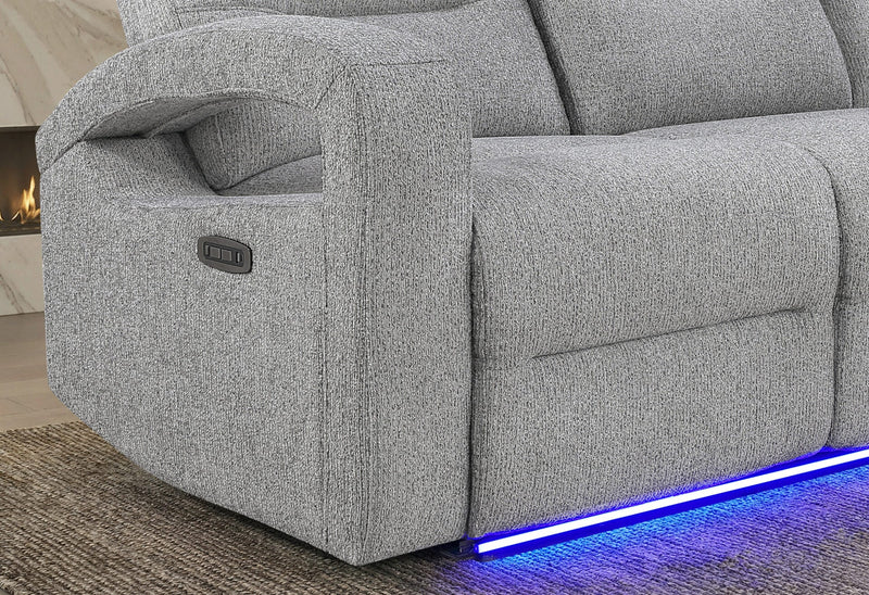 U6611 Grey 15 Power Console Reclining Loveseat With Led - U6611-GREY 15-PCRLS W/LED
