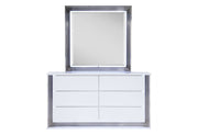 Ylime Smooth White Mirror With Led - YLIME-SMOOTH WHITE-MR W/ LED - Lara Furniture