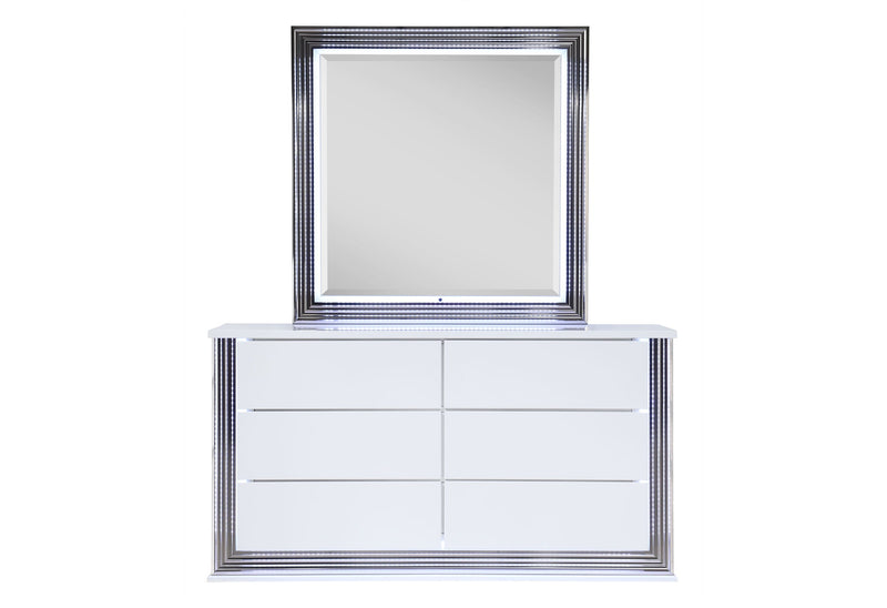 Ylime Smooth White Mirror With Led - YLIME-SMOOTH WHITE-MR W/ LED - Lara Furniture