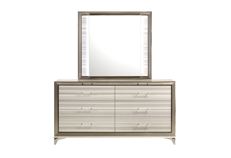 Zambrano White Mirror With Led - ZAMBRANO-WHT-MR W/ LED - Lara Furniture