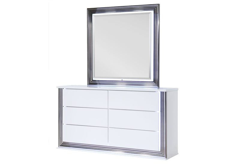 Ylime Smooth White Mirror With Led - YLIME-SMOOTH WHITE-MR W/ LED - Lara Furniture