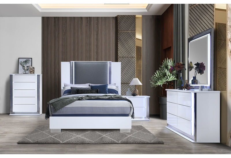Ylime Smooth White Mirror With Led - YLIME-SMOOTH WHITE-MR W/ LED - Lara Furniture