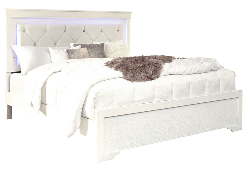 Pompei Metallic White Full Bed With Led - POMPEI-WHITE-FB W/ LED-N