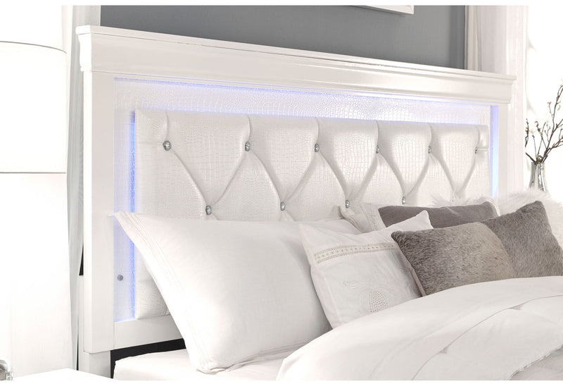 Pompei Metallic White Full Bed With Led - POMPEI-WHITE-FB W/ LED-N
