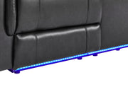 U8879 Blanche Charcoal Pwr Con Rec Ls W/Led, Global Ss & Subwoofer - U8879-CHAR W/ BLK WELT-PCRLS W/LED&GL SS