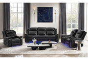 U8879 Blanche Charcoal Pwr Rec Sofa W/Led & Global Surround System - U8879-CHAR W/ BLK WELT-PRS W/LED&GL SS