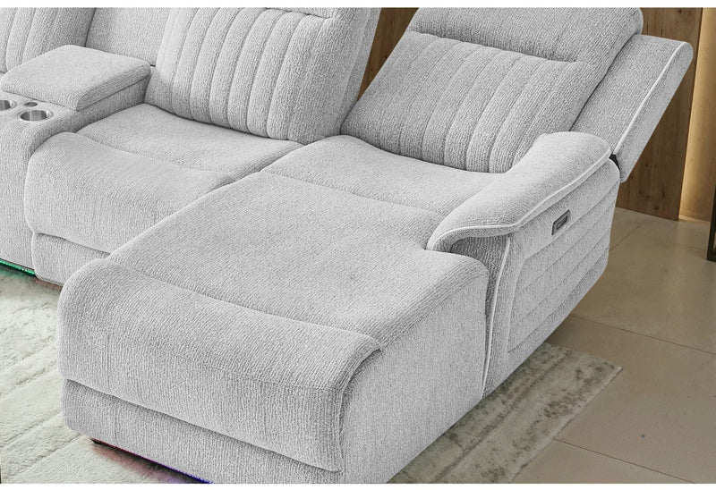 U8879 Grey 1 Power Pushback Sectional With Led And Global Ss Spkr - U8879-GRY 1-PB SEC W/LED&GL SS SPKR