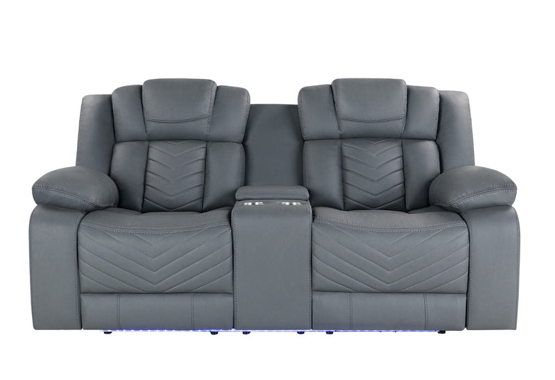 U7069 Grey 10 Pwr Con Rec Loveseat With Led And Immersive Sound - U7069-GREY 10-PCRLS W/ LED + IS