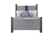 Logan Silver Full Bed With Led And Speakers - LOGAN-SILVER-FB W/LED & SPEAKERS