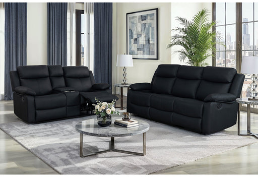 U6026 Black Pu 72A Rec Sofa/Console Rec Loveseat W/Led & Speaker - U6026-BLACK PU 72A-RS/CRLS W/ LED & SPKR
