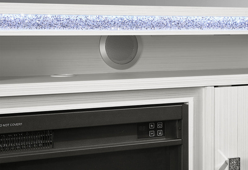 Lily White Entertainment Unit 72 W/ Led, Speakers, Crystal Inserts - LILY-WHITE-EU 72 W/LED & SPKR