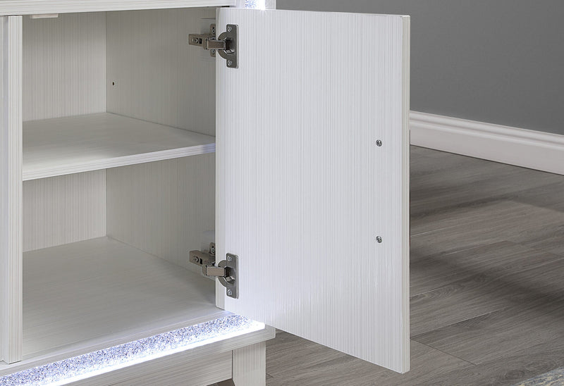 Lily White Entertainment Unit 72 W/ Led, Speakers, Crystal Inserts - LILY-WHITE-EU 72 W/LED & SPKR