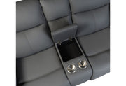 U6026 Grey Pu 46A Console Reclining Loveseat With Led And Speaker - U6026-GREY PU 46A-CRLS W/ LED & SPKR