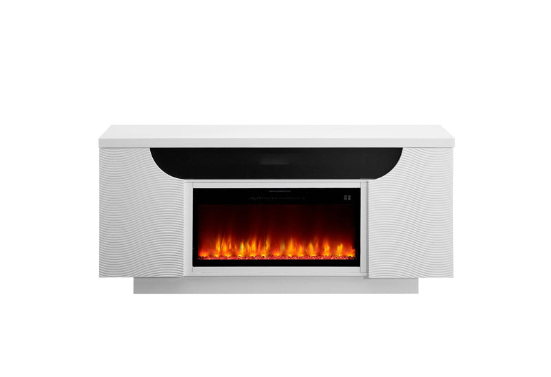 Aileen White 76″ Ent Unit W/Led, Speakers, Crystal And Pop-Up Doors - AILEEN-WHT-EU 76 W/LED & SPKR
