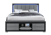 Emma Black/Grey King Bed With Led And Usb - EMMA-BLACK/GREY-KB W/ LED & USB