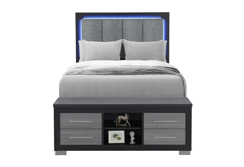 Emma Black/Grey Full Bed With Led And Usb - EMMA-BLACK/GREY-FB W/ LED & USB