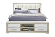 Emma Natural/White King Bed With Led And Usb - EMMA-NATURAL/WHITE-KB W/ LED & USB