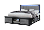 Emma Black/Grey King Bed With Led And Usb - EMMA-BLACK/GREY-KB W/ LED & USB