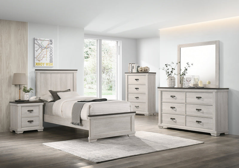 Leighton Cream/Brown Panel Youth Bedroom Set - Lara FurnitureYouth Bedroom Set