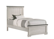 Leighton Cream/Brown Twin Panel Bed - Lara FurnitureTwin Bed