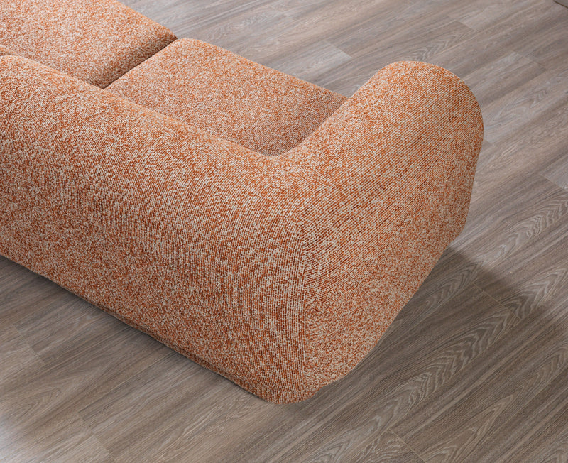 Lena Orange Boucle 3 - Piece Curved Sectional - Lara FurnitureSectional