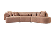 Lena Orange Boucle 3 - Piece Curved Sectional - Lara FurnitureSectional