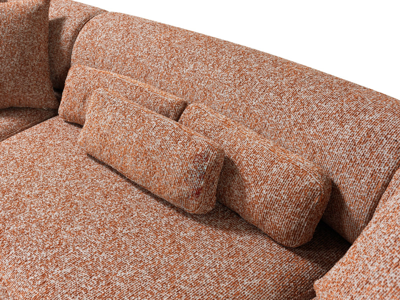 Lena Orange Boucle 3 - Piece Curved Sectional - Lara FurnitureSectional