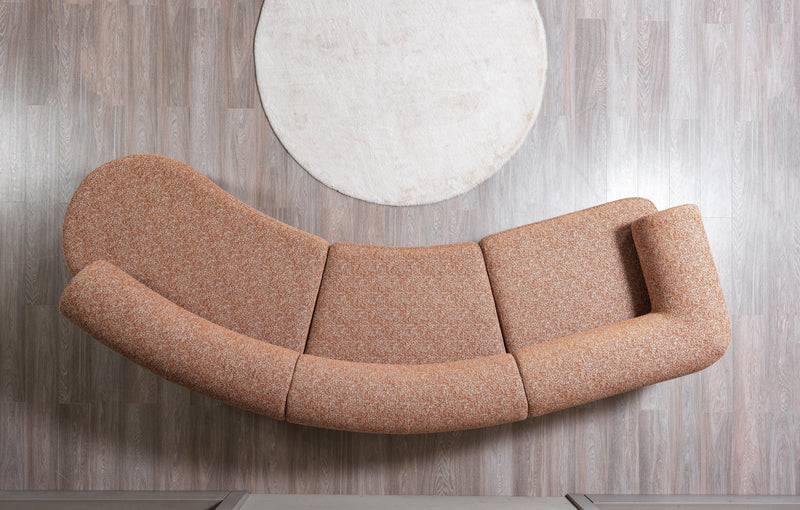 Lena Orange Boucle 3 - Piece Curved Sectional - Lara FurnitureSectional
