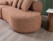 Lena Orange Boucle 3 - Piece Curved Sectional - Lara FurnitureSectional