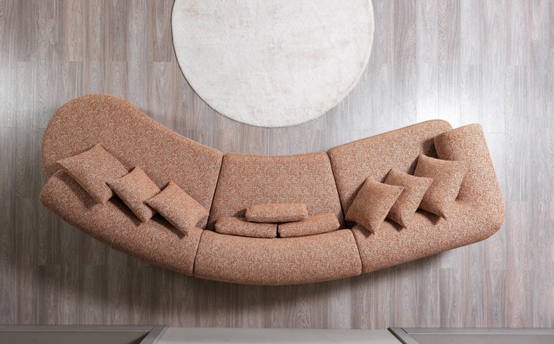 Lena Orange Boucle 3 - Piece Curved Sectional - Lara FurnitureSectional