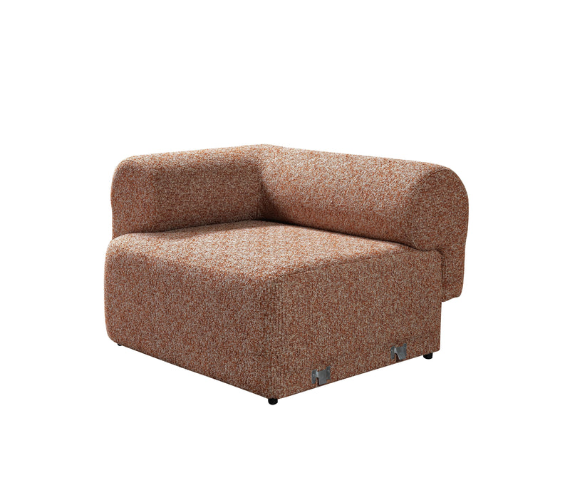 Lena Orange Boucle 3 - Piece Curved Sectional - Lara FurnitureSectional