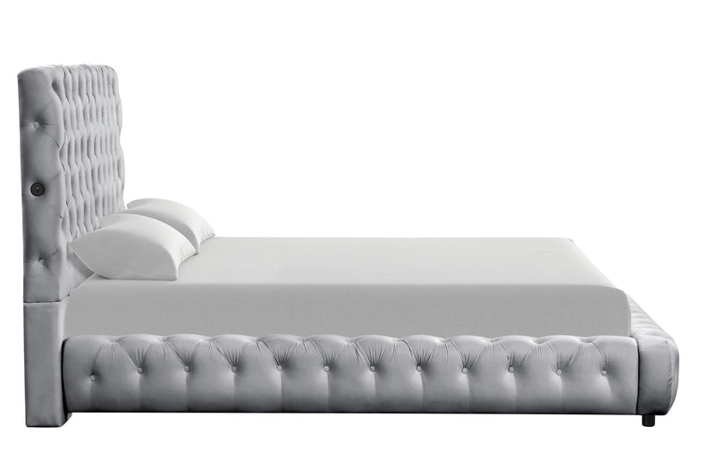 Lena - Silver Upholstered King Bed - B155-K-Bed