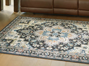 Leningston Black/Cream/Blue Washable Medium Rug - R407062