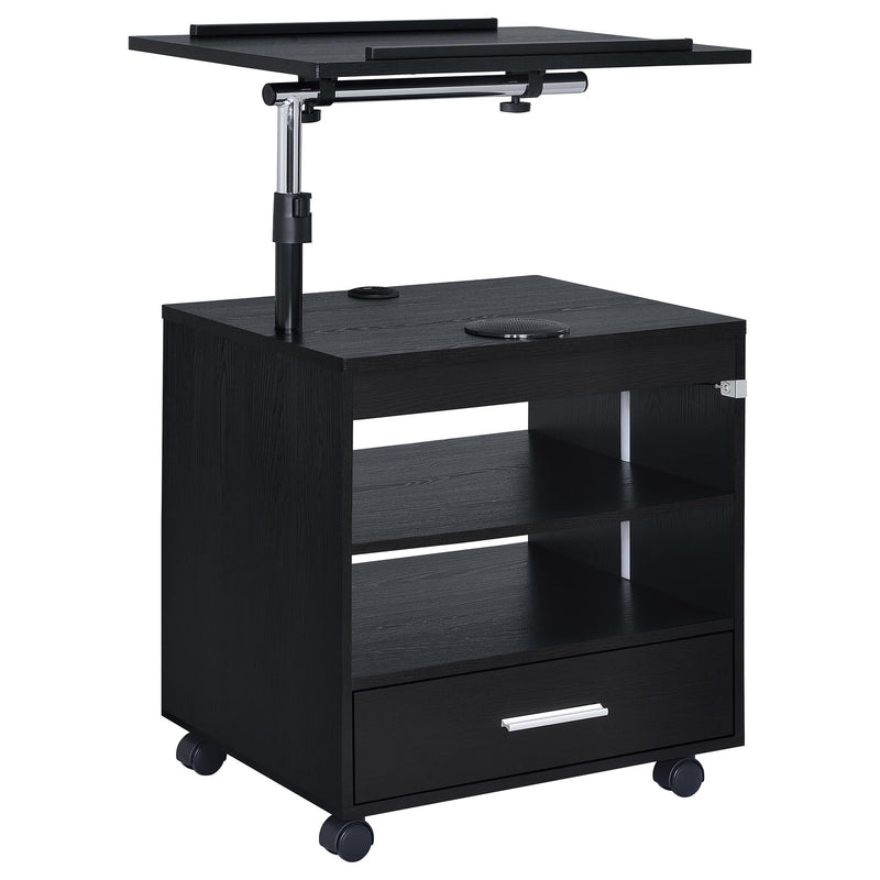 Lerma 1-drawer Adjustable Tray Top Nightstand with Speaker Black Ash - 305772BLK