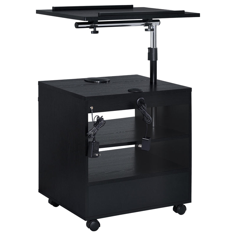 Lerma 1-drawer Adjustable Tray Top Nightstand with Speaker Black Ash - 305772BLK