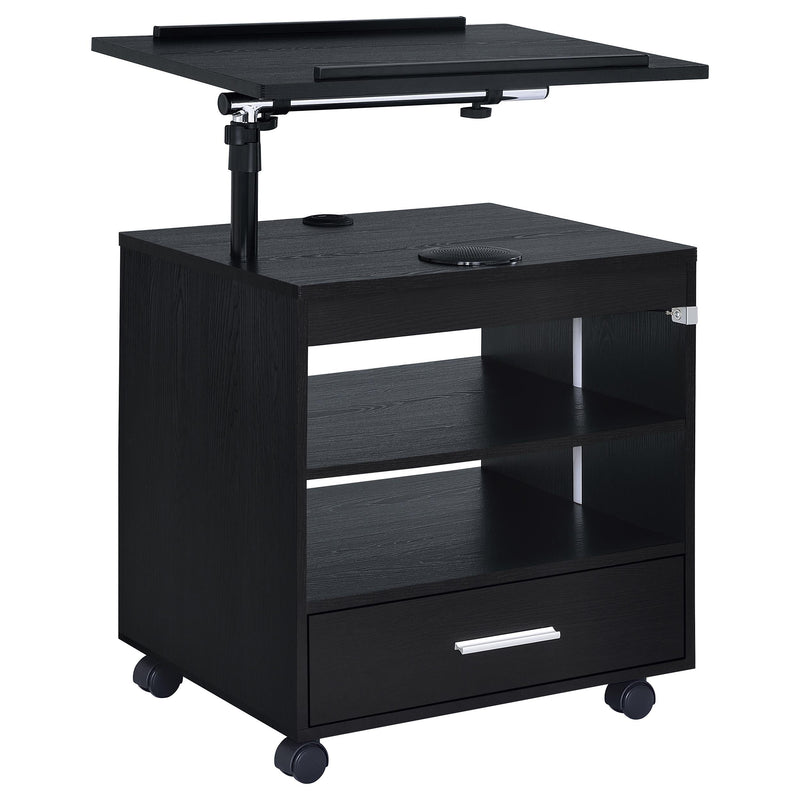 Lerma 1-drawer Adjustable Tray Top Nightstand with Speaker Black Ash - 305772BLK