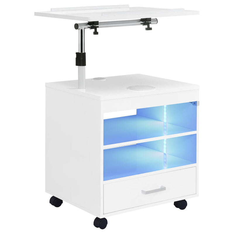 Lerma 1-drawer Adjustable Tray Top Nightstand with Speaker White High Gloss - 305772WHT