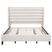 Leslie Upholstered Tufted California King Wingback Platform Bed Beige - 315983KW