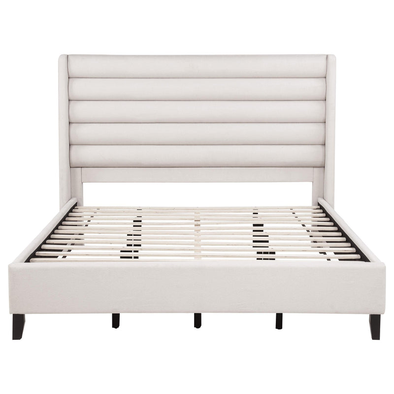 Leslie Upholstered Tufted California King Wingback Platform Bed Beige - 315983KW