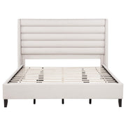 Leslie Upholstered Tufted Eastern King Wingback Platform Bed Beige - 315983KE
