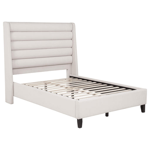 Leslie Upholstered Tufted Full Wingback Platform Bed Beige - 315983F