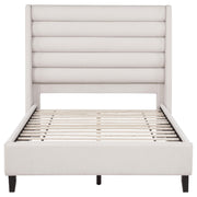 Leslie Upholstered Tufted Full Wingback Platform Bed Beige - 315983F