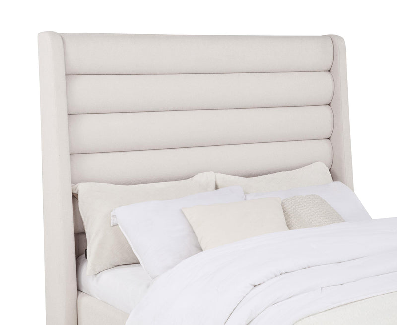 Leslie Upholstered Tufted Full Wingback Platform Bed Beige - 315983F